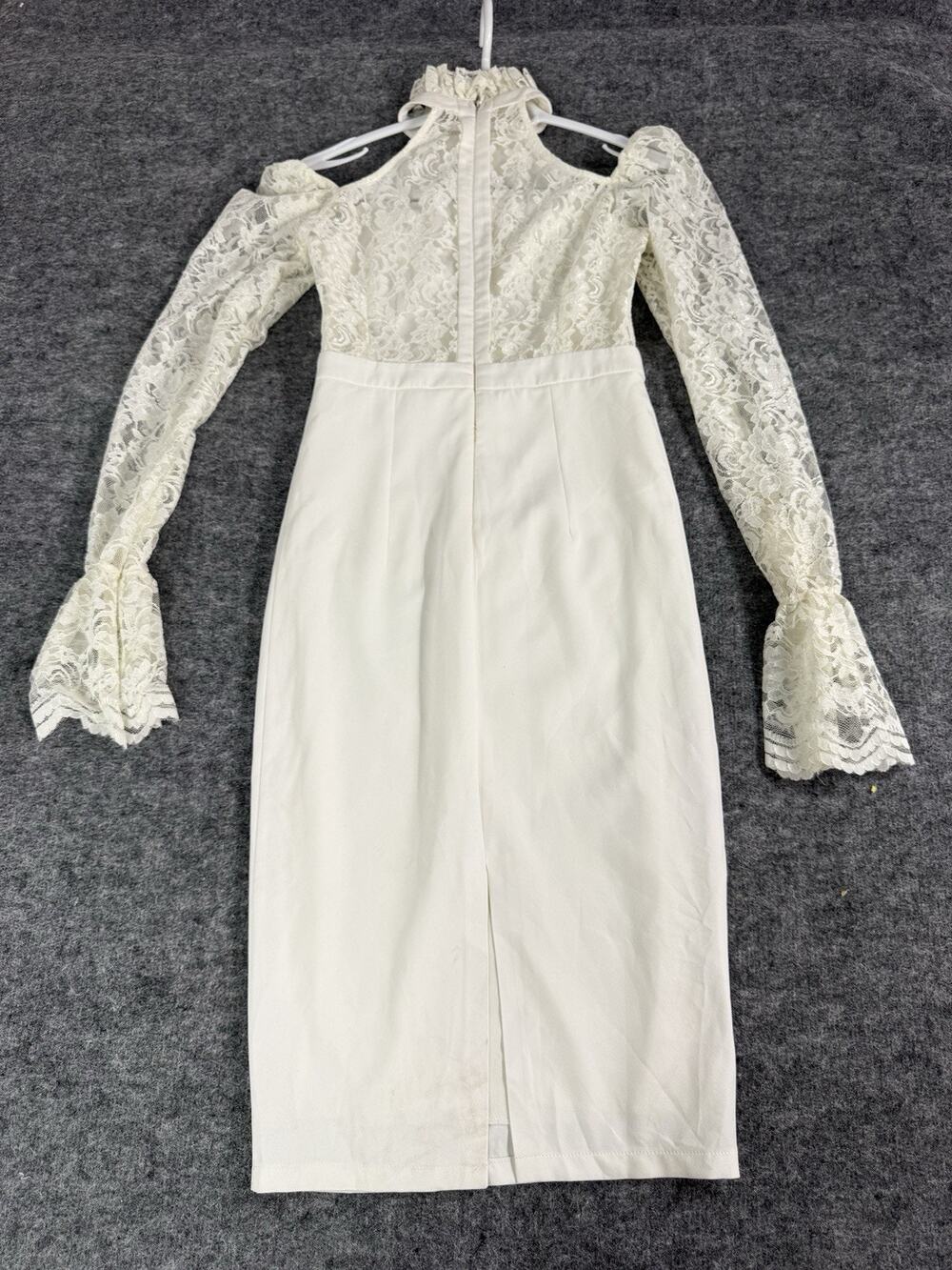Trendyol Lace Midi Dress XS 34 White Cold Shoulder Bodycon Wedding Coctail N145